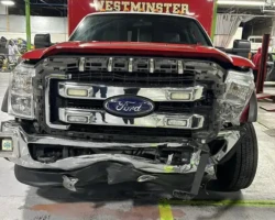 Damaged front Westminster VFD truck